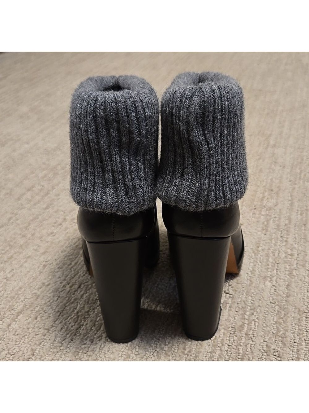 NWOT Rachel Comey Knit Cuff Heeled Booties Chocolate and Grey - Picture 6 of 13